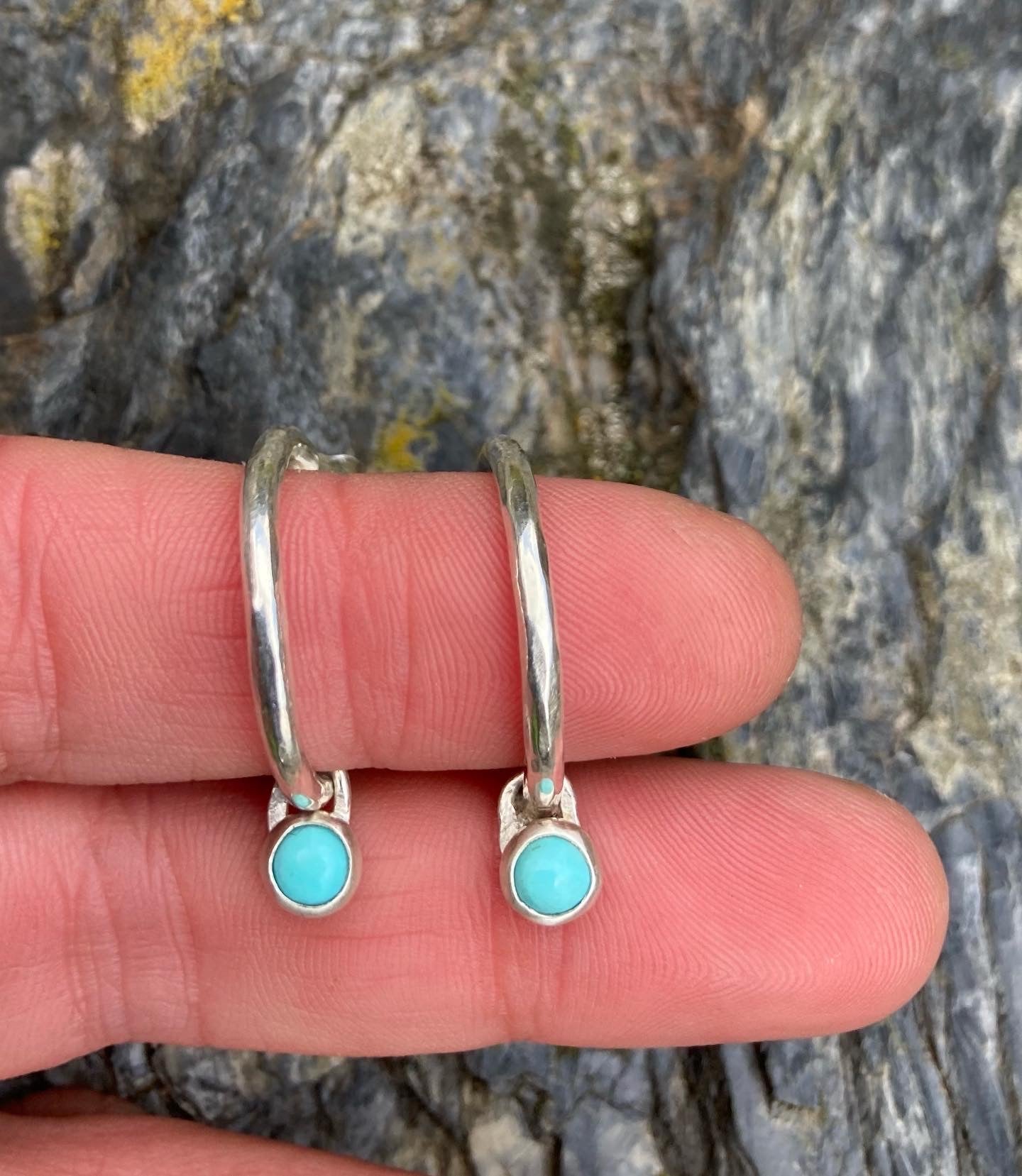 Turquoise Drop Hoops