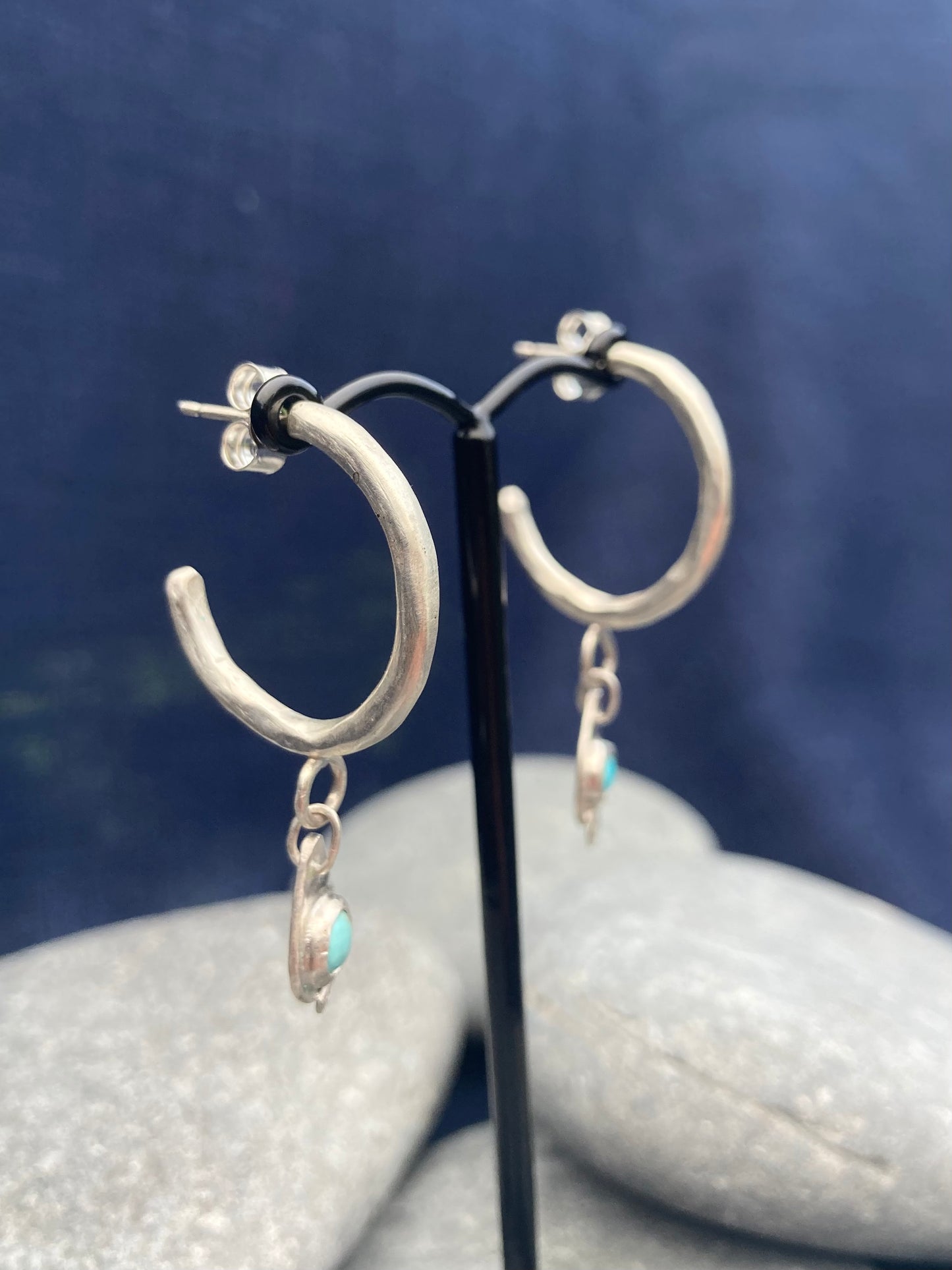 Natural Turquoise Torc Hoops