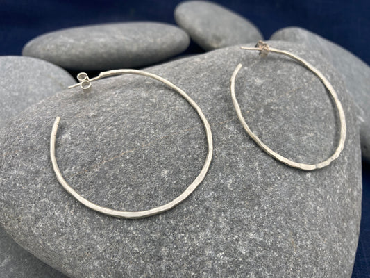 Large Dalr Silver Hoops