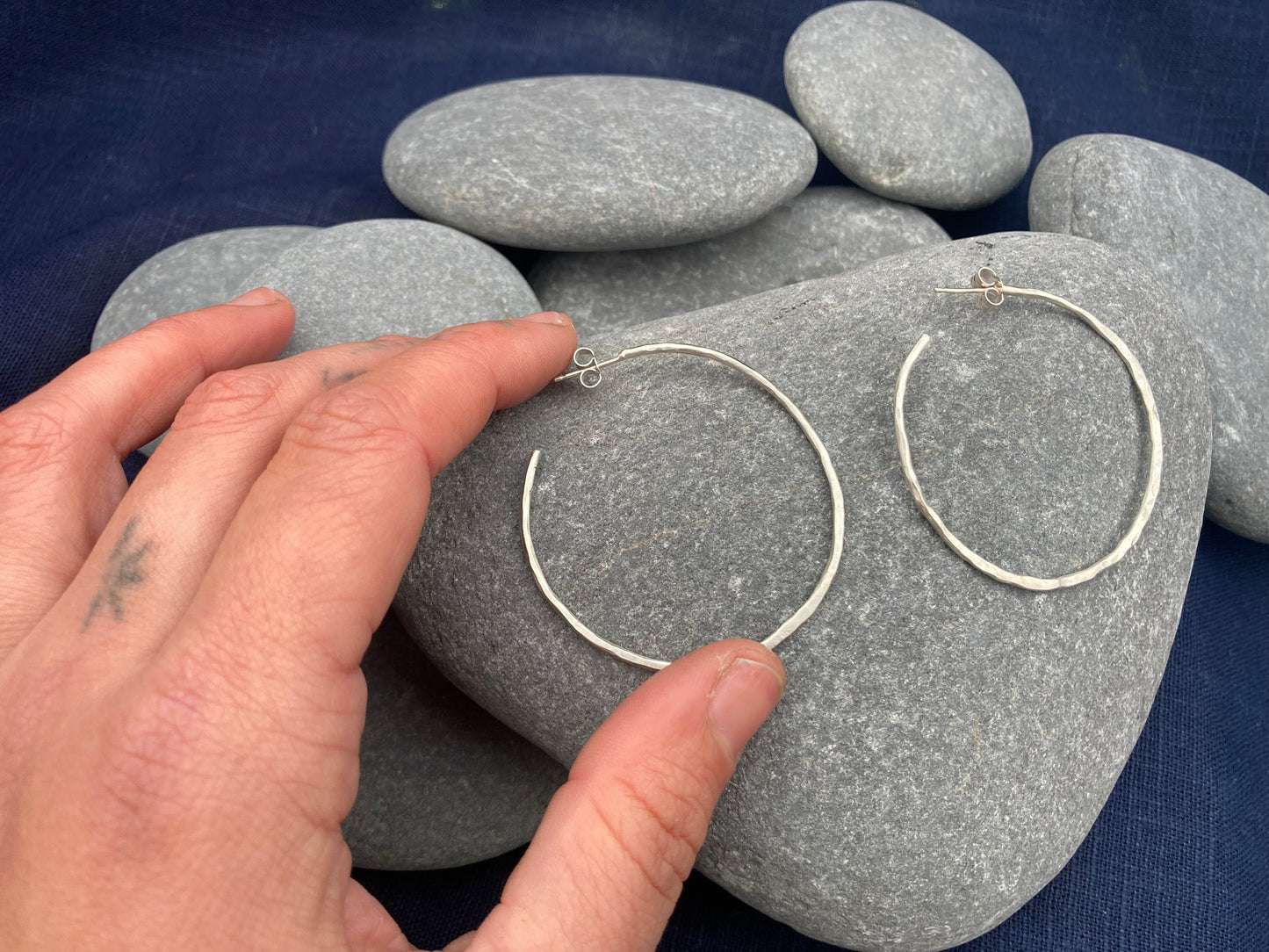 Large Dalr Silver Hoops