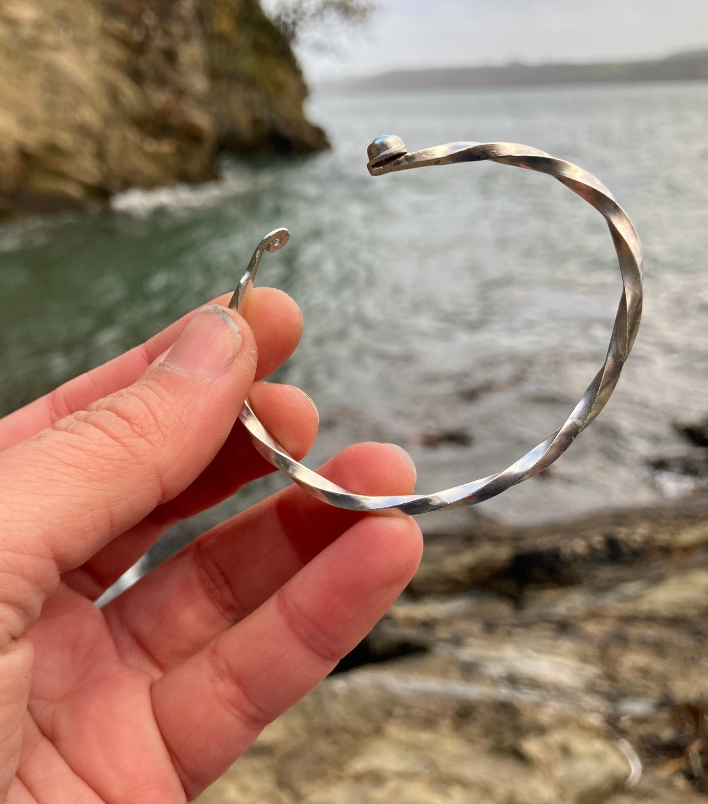 Twisted Torc Turquoise Bracelet