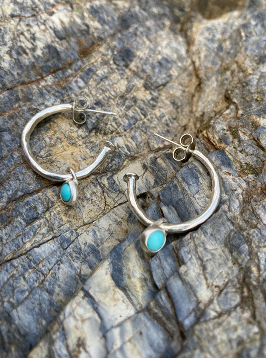 Turquoise Drop Hoops