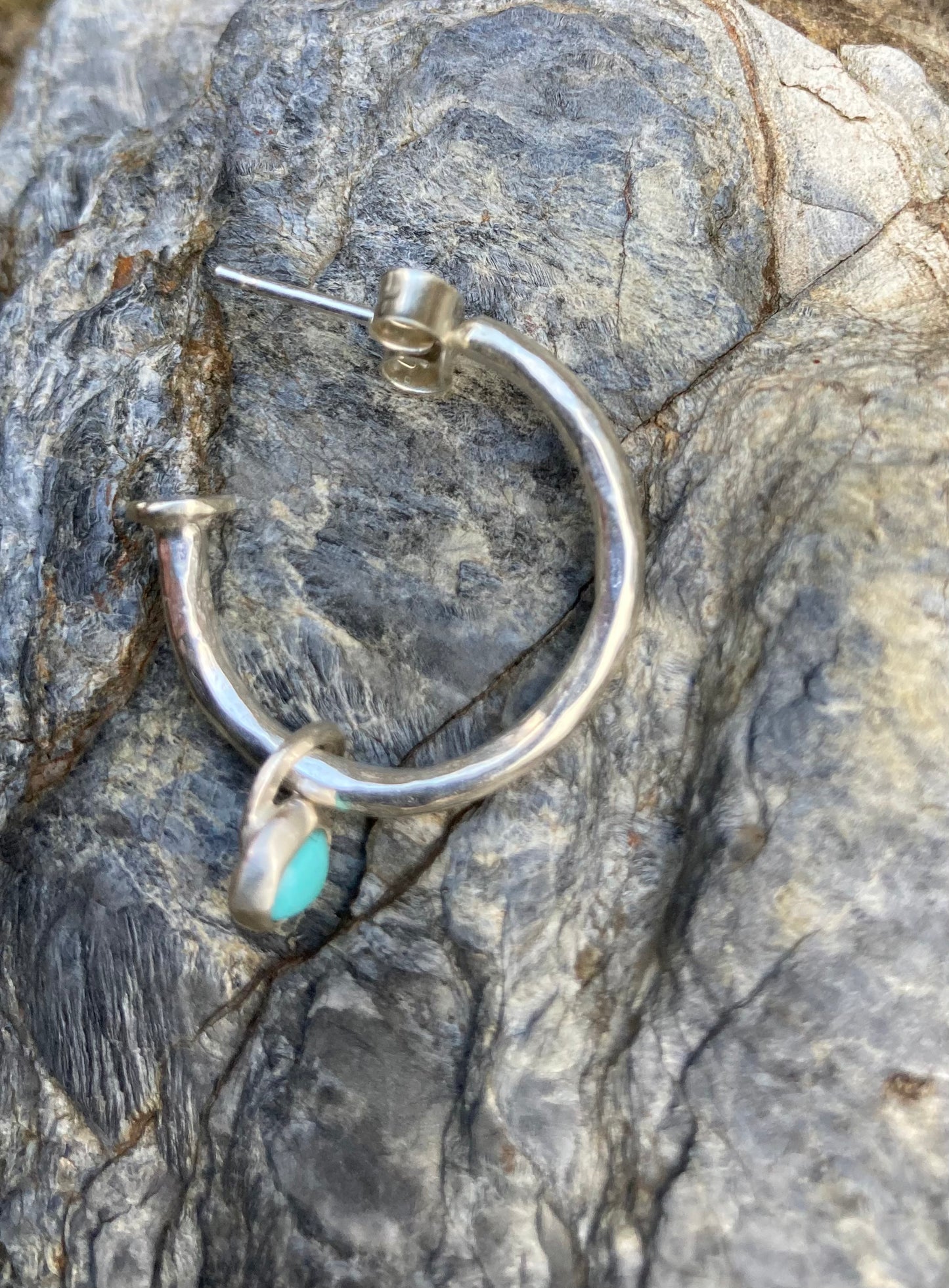 Turquoise Drop Hoops