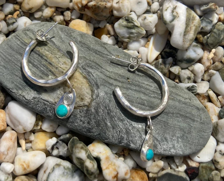 Turquoise Torc Hoops